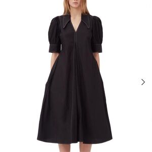 GANNI POPLIN BLACK DRESS